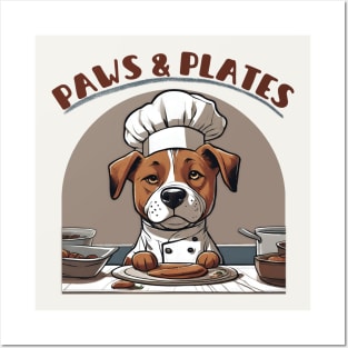 Paws & Plates - Cute Dog Chef Kitchen Apron Posters and Art